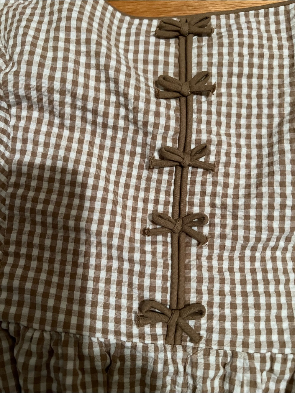 Caroline Constas Cream and Tan Gingham Sundress - Picture 5 of 5